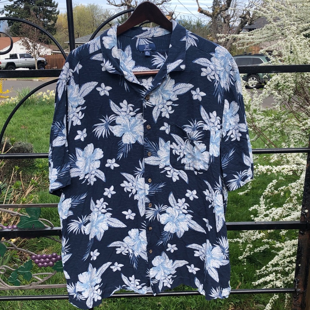 George navy floral print short sleeve shirt size 2XL